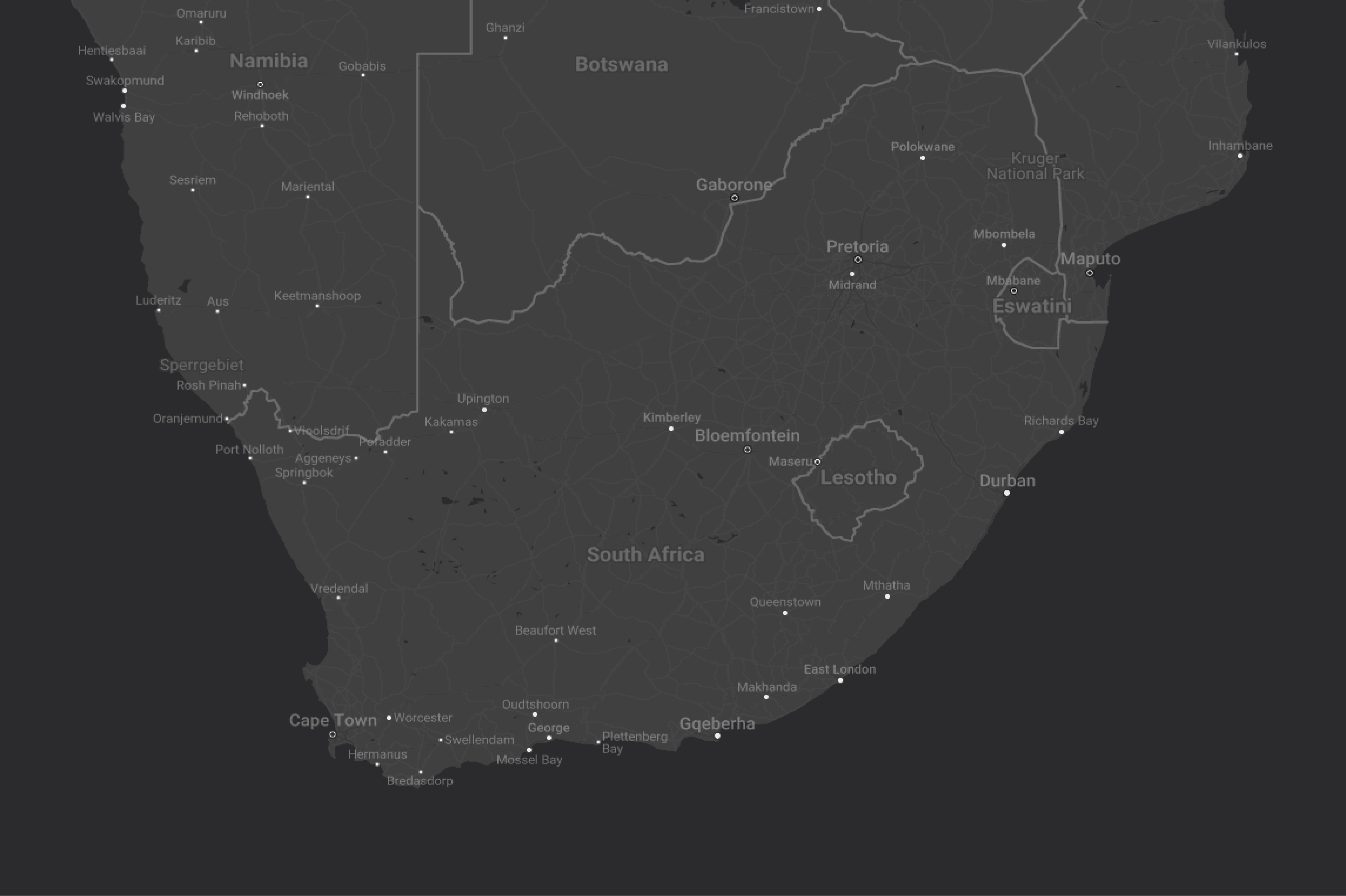Map of RocoMamas accross South Africa